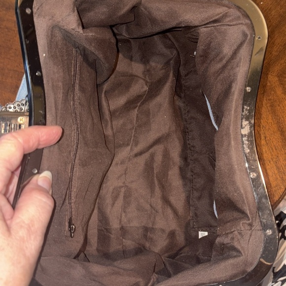 Distressed Denim shoulder bag Crossbody bag clutch rhinestone butterfly clasp - Picture 14 of 17